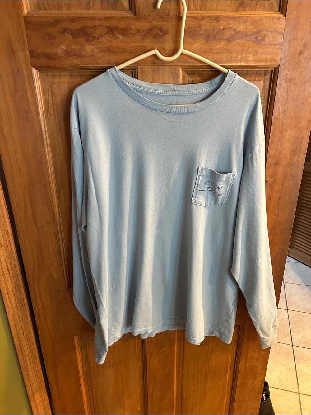 Vineyard Vines Light Blue Pocket Tee with Whale Logo